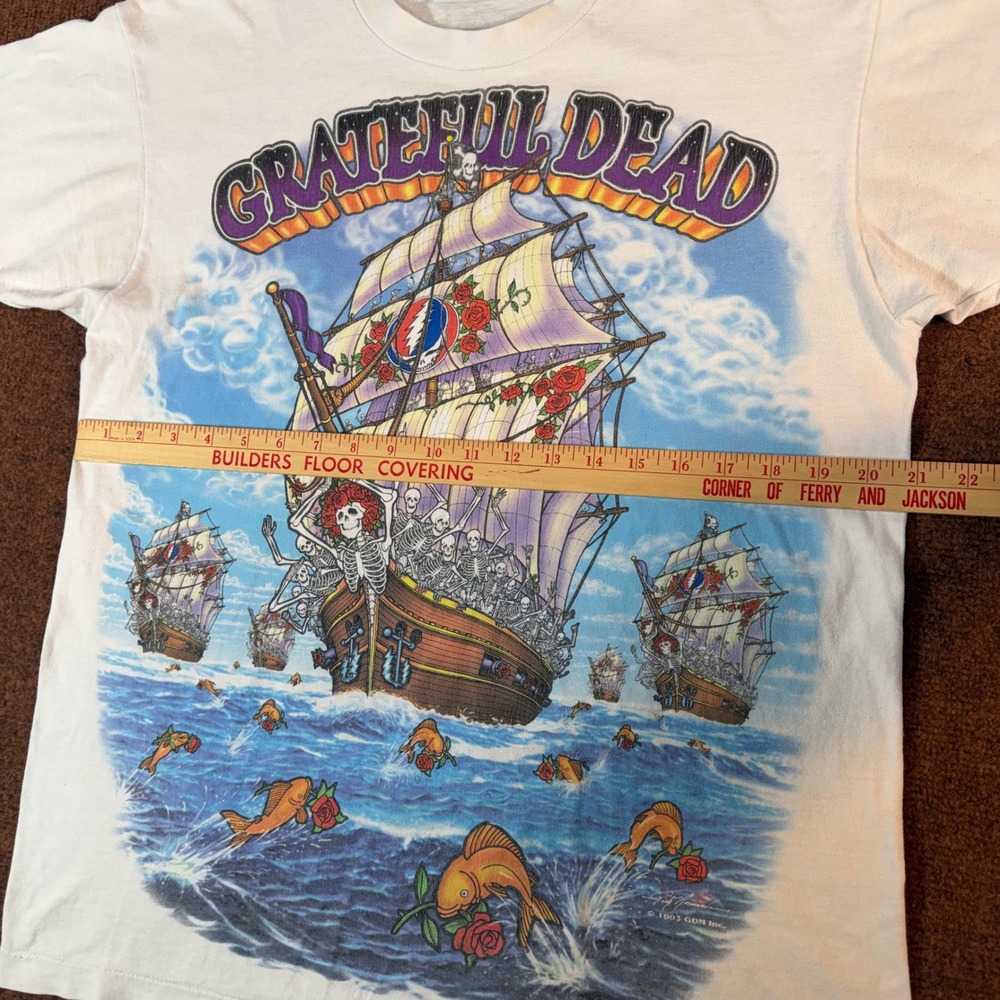 Vintage Liquid Blue Grateful Dead Ship of Fools Fall Tour 1994 White T-Shirt L - Picture 4 of 8